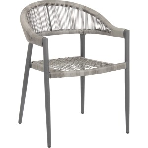 Acamp Sessel Brooklyn, anthrazitfarbener Gartenstuhl mit Rope-Bespannung und Aluminiumgestell.