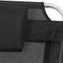 Detailansicht: Schwarze Siena Garden Dreibeinliege Sole mit Kopfkissen und silbernem Rahmen.
