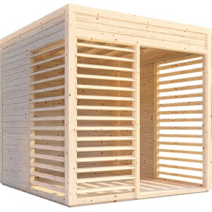 Bertilo Pavillon Garten-Lounge aus Holz mit Lamellen, 234x226 cm.