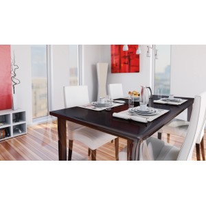 Tisch mit d-c-fix Tischdecke Murano Meterware, transparent und abwischbar.