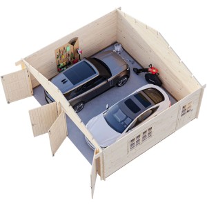 Palmako Holzgarage Roger mit Holztor Natur 575 cm x 510 cm