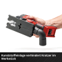 Einhell Akku-Stichsäge TP-JST 18/135: Rote Elektrosäge mit T-Griff in Hand, Detailaufnahme.