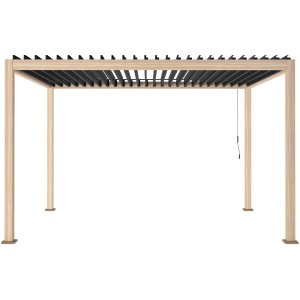 Bizzotto Pergola Ocean, natur-anthrazit, 300x400 cm. Pavillon mit Lamellendach und Handkurbel.