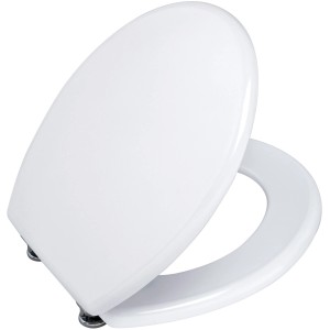 Wenko WC-Sitz Prima Weiß, aus MDF mit Edelstahlscharnieren, für Standard WCs.