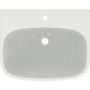 Ideal Standard i.life A Waschtisch, 60 cm, Weiß, aus Kristallporzellan mit Hahnloch und Überlauf.