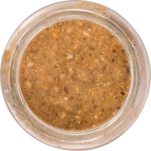 Fidelio Erdnussbutter mit Rosinen, 340g, im Glas. Wildvogelfutter von oben.