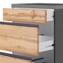 Held Möbel Winkelküche Turin, Schubladen in Wotaneiche und Graphit, Detailansicht.