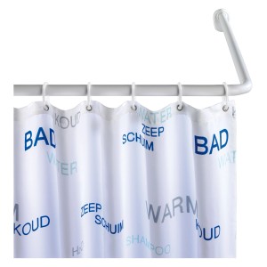 Wenko Winkel-Duschstange Universal Extra Stark Chrom mit Duschvorhang.