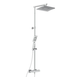 Schütte Überkopf-Brauseset Trento mit Thermostatarmatur, Chrom-Duschsystem mit Kopf- und Handbrause.