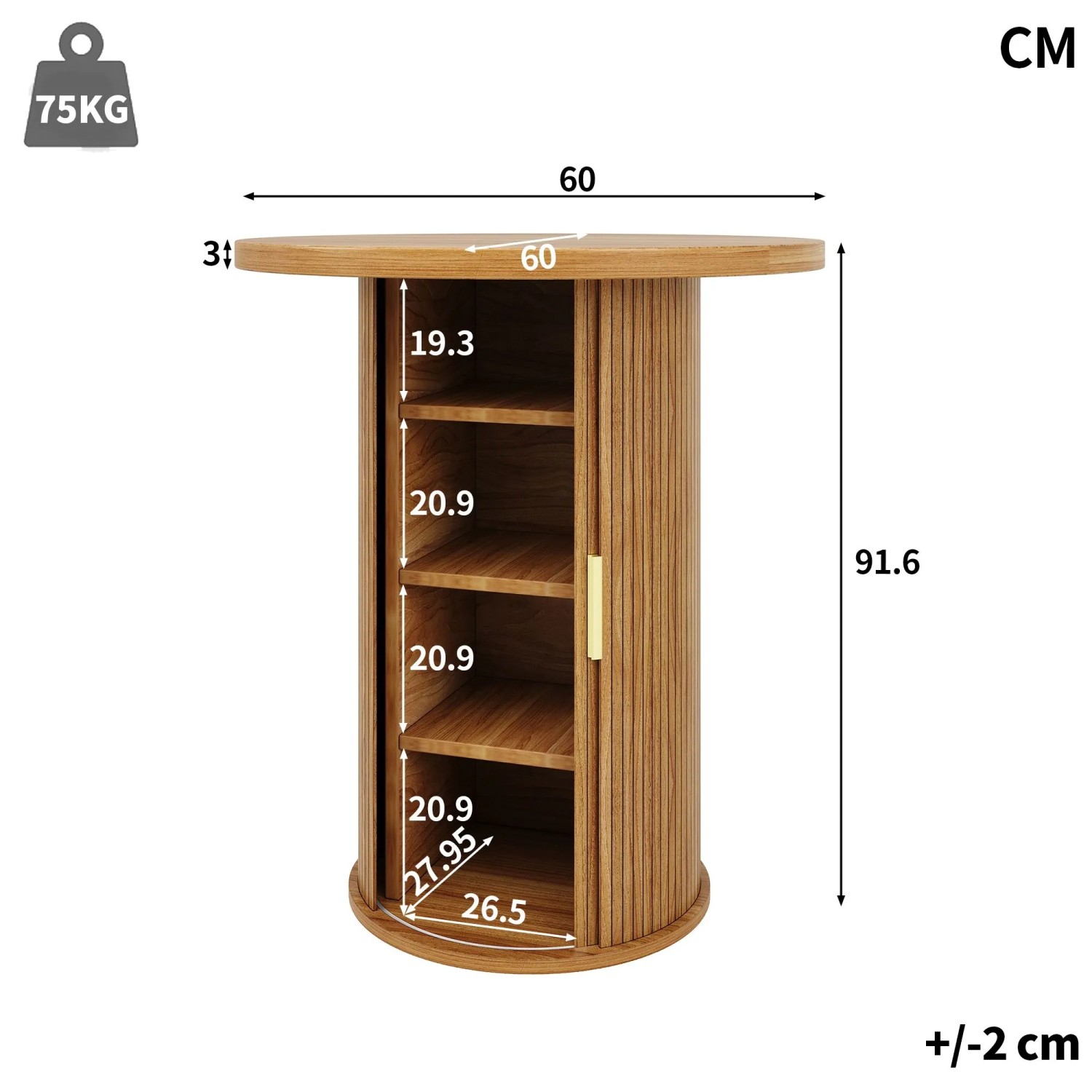 okwish Bartisch mit Stauraum MDF Holzoptik Bar Wohnzimmer 60x60x91.6cm Natur_5