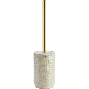 Beige-goldener WC-Bürstenhalter Cosy Wave trend von baliv aus Keramik mit satiniertem Griff.