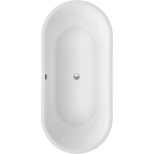 Freistehende Badewanne Carney, 190 cm, Weiß, aus Sanitäracryl, Top-Ansicht.