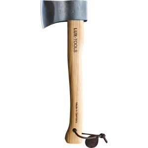 LUX Outdoor-Beil 700 g mit Holzstiel und Lederschutz. Axt zum Entasten und für Gartenarbeiten.