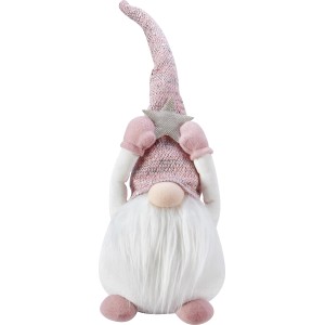 Stoff-Weihnachtsmann Sitzend Rosa-Weiß 45 cm x 9 cm x 16 cm