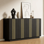 okwish Sideboard mit 4 Türen Verstellbaren Trennwänden Wohnzimmer 140x35x70cm Schwarz_2