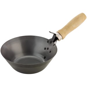 LUX Mörtelpfanne Classic, Ø 185 mm, mit Holzgriff für Maurer- und Fliesenarbeiten.