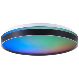 LED-Deckenleuchte Britt mit RGB+CCT, Ø 48cm, weiß/schwarz, für individuelle Lichtgestaltung.