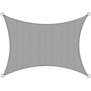 Rechteckiges, graues Sol Royal Sonnensegel SolVision HS9, 300x400cm, mit Edelstahlringen.