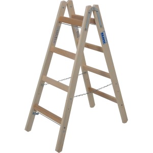 Krause Holz-Sprossen-Doppelleiter mit 2x4 Stufen, ideal für Handwerker und Heimwerker.