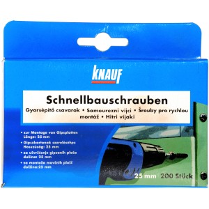 Knauf Schnellbauschrauben TN 3,5 x 25 mm, 200 Stück, für Gipskartonplatten.