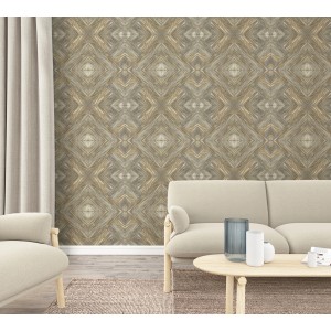 Beige Marburg Vliestapete mit grafischer Holzoptik als Fototapete im Wohnraum.