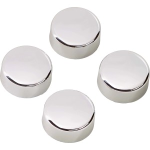 Abdeckkappen 4er-Set Chrom für Stand-WCs, silberfarben und glänzend.