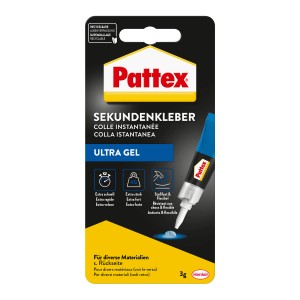 Pattex Sekundenkleber Ultra Gel, flexibler Alleskleber in 3g Tube.
