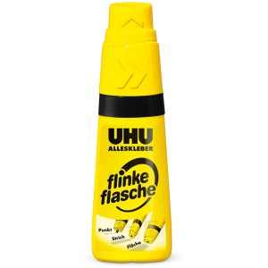 Uhu Alleskleber Flinke Flasche, 35g, gelbe Flasche mit Drehklebekopf für präzises Kleben.
