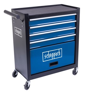 Scheppach TW 1300 Werkstattwagen mit 4 Schubladen und Ablagefläche.