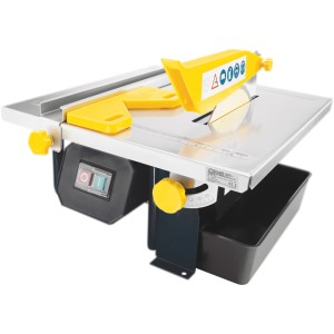 CMI Fliesenschneider 600 W mit Diamant-Trennscheibe und Kühlmittelwanne.