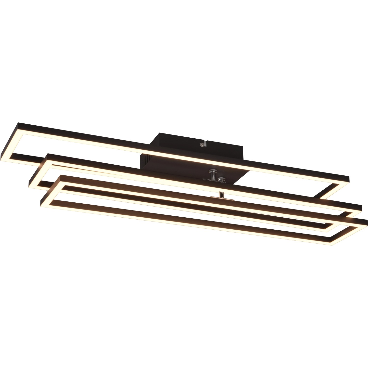 Moderne, schwarze LED-Deckenleuchte Corso mit rechteckigem Design für Wohnräume.