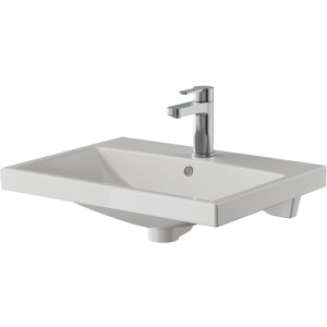 Pelipal Keramikwaschtisch 4035, 60 cm, weiß, mit Armatur und Überlauf.