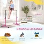 Kind turnt an rosa HOMCOM Gymnastik-Turnreck aus Stahl mit Buchenholzstange. Höhenverstellbar für Sport & Fitness.