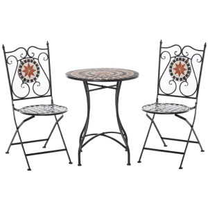 Outsunny Gartenmöbel-Set für 2 Personen Metall Keramik 60 x 71H cm Mehrfarbing