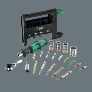 Wera Tool-Check Modular 1 Werkzeugset, 21-teilig, mit Bits, Nüssen, Ratsche und Handgriff.