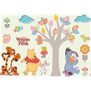 Deco-Sticker Winnie Pooh Nature Lovers 50x70 cm mit Winnie Puuh, Tigger, Ferkel und I-Aah.