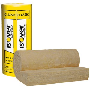 Isover Uniroll Classic Klemmfilz, 80mm, zur Zwischensparren-Dämmung. Rolle Mineralfaser Dämmstoff.