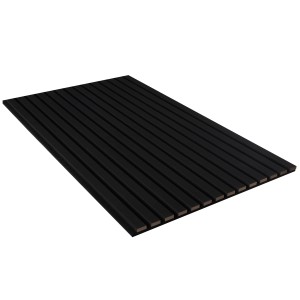 Schwarzes Akustikpaneel mit Lederfolie, 56,1x240 cm, zur Wand- und Deckengestaltung.
