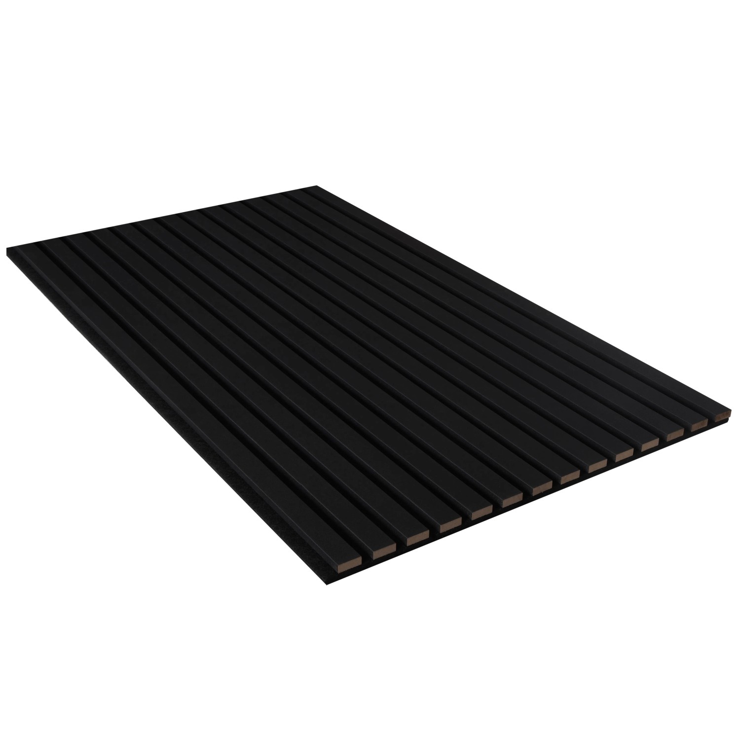 Schwarzes Akustikpaneel mit Lederfolie, 56,1x240 cm, zur Wand- und Deckengestaltung.