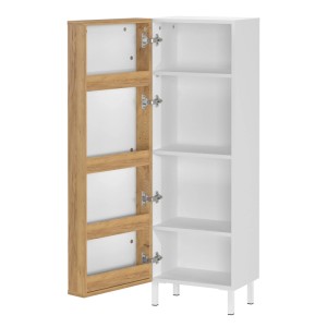 Germania Mediumschrank 5001 Weiß/Eiche 39 cm x 120 cm x 35 cm