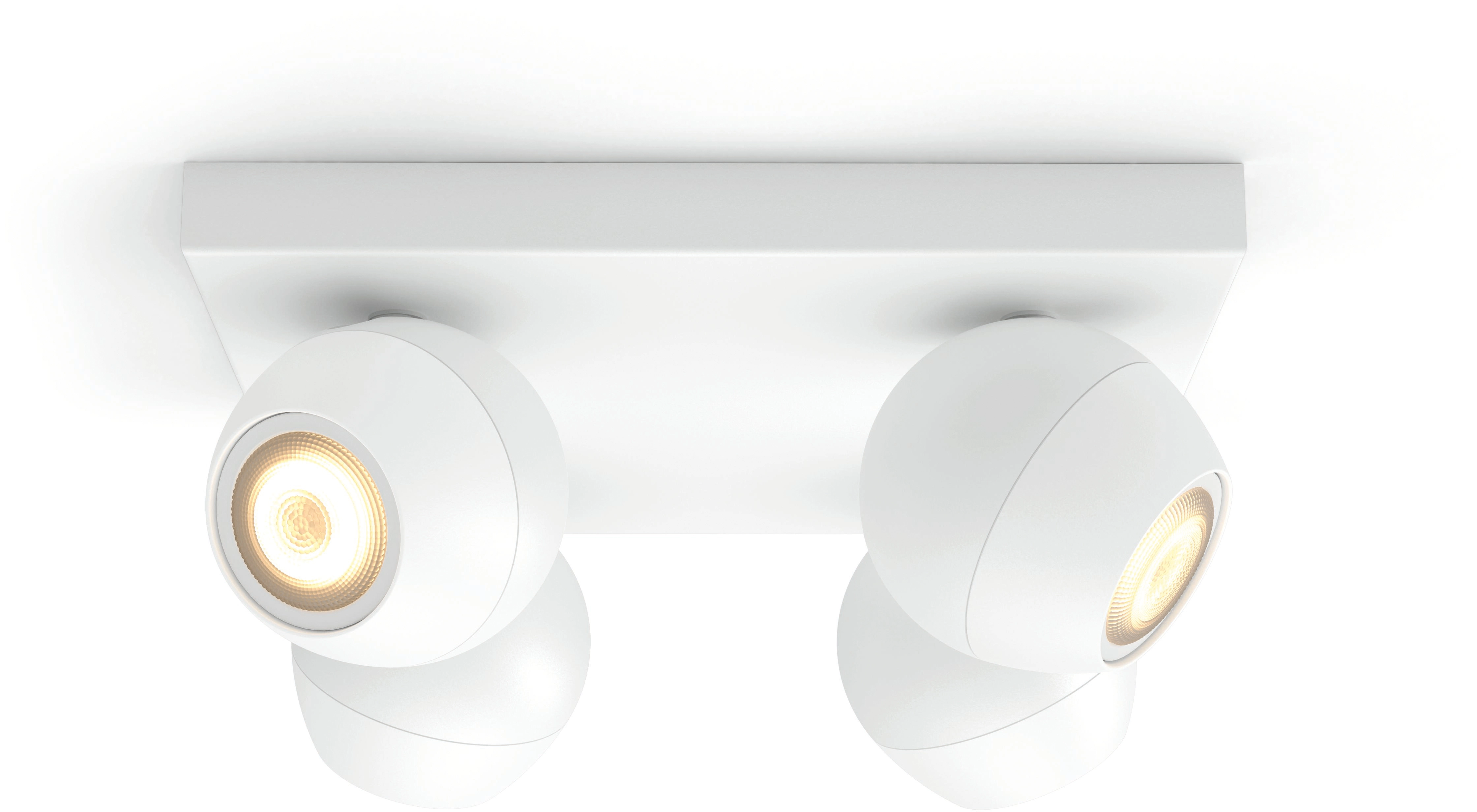 Philips Hue Spot 4-flg. White Ambiance Buckram Weiß 4 x 250 lm inkl. Dimmer  kaufen bei OBI