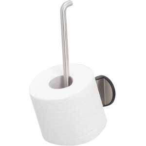 Tiger Tune Reserverollenhalter aus Edelstahl gebürstet-Schwarz mit Toilettenpapierrolle.