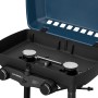 Enders Camping-Gasgrill Explorer II mit zwei Brennern und blauer Haube.