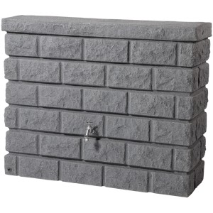 Garantia Wandtank Rocky 400 l in Dark Granite mit Zapfhahn, Regentonne für Gartenbewässerung.