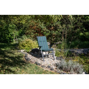 Beo Sitzauflage Hochlehner Eagle, 4er-Set, blau-dunkelgrün gestreift für Gartenstuhl.