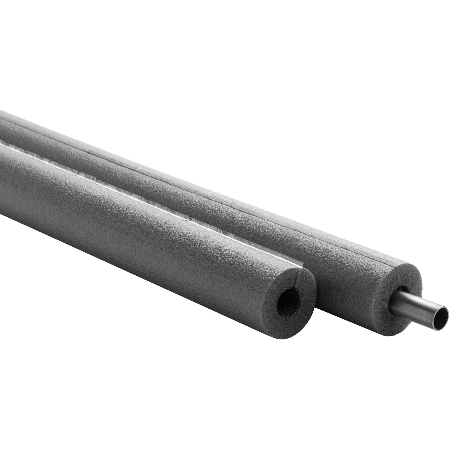 Graue, selbstklebende NMC Climatube Rohrisolierung 35-13 für Heizungsrohre.