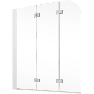 Schulte Badewannenaufsatz, 3-teilig, Echtglas Klar hell, weißes Profil, 125x140 cm.