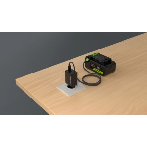 Greenworks Akku-Starter-Set 24V mit 4 Ah Akku und Ladegerät, schwarz-grün.