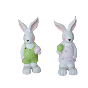 Boltze Dekoaufsteller Ashley, 2 Hasenfiguren in Grün und Rosa, 62cm, Osterdeko.