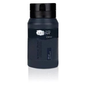 Artina Crylic Acrylfarbe, 500ml, Schwarz. Künstlerfarbe für Acrylmalerei mit hoher Deckkraft.